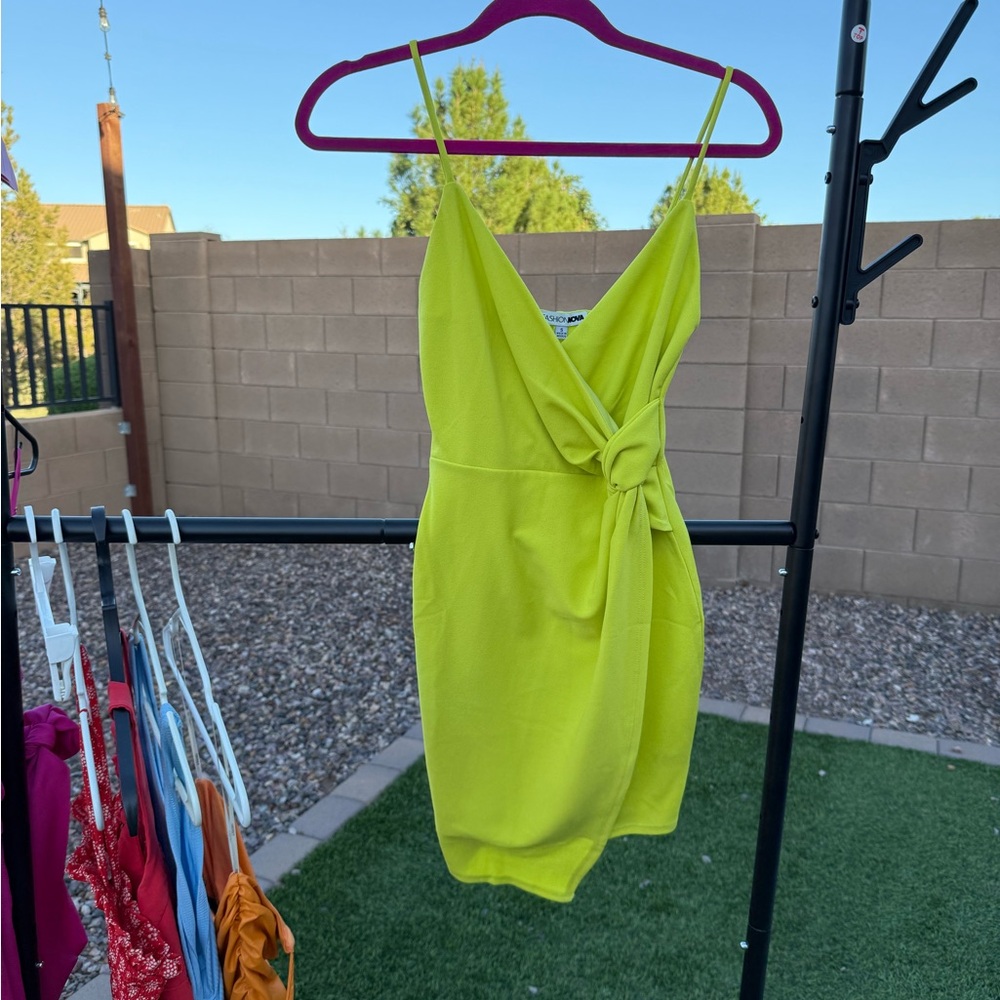 Lime Green Wrap Dress